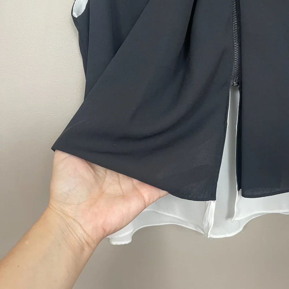 Sam Edelman Black & White Double Layer Sleeveless Top - Picture 8 of 12
